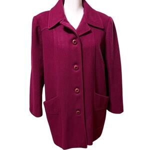 Vintage Mackintosh Wool Coat - Size Medium - Berry - Made in USA colorful purple